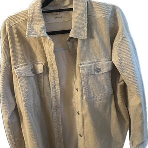Women's Beige Corduroy Shirt Jacket